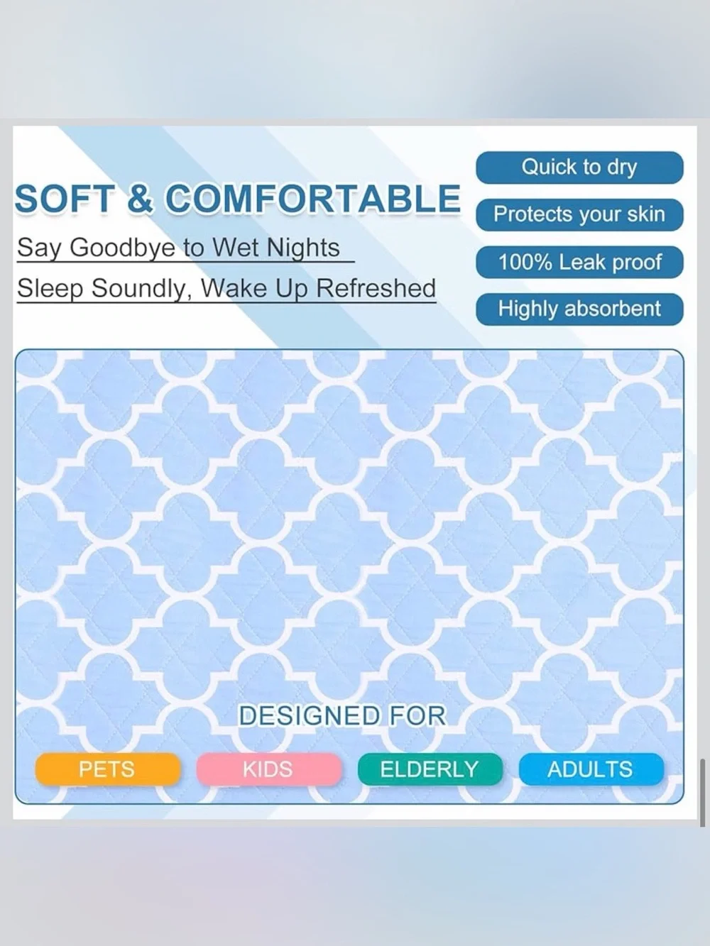 OUTCREATOR® Washable Bed Pads (2 Pack) NEW
